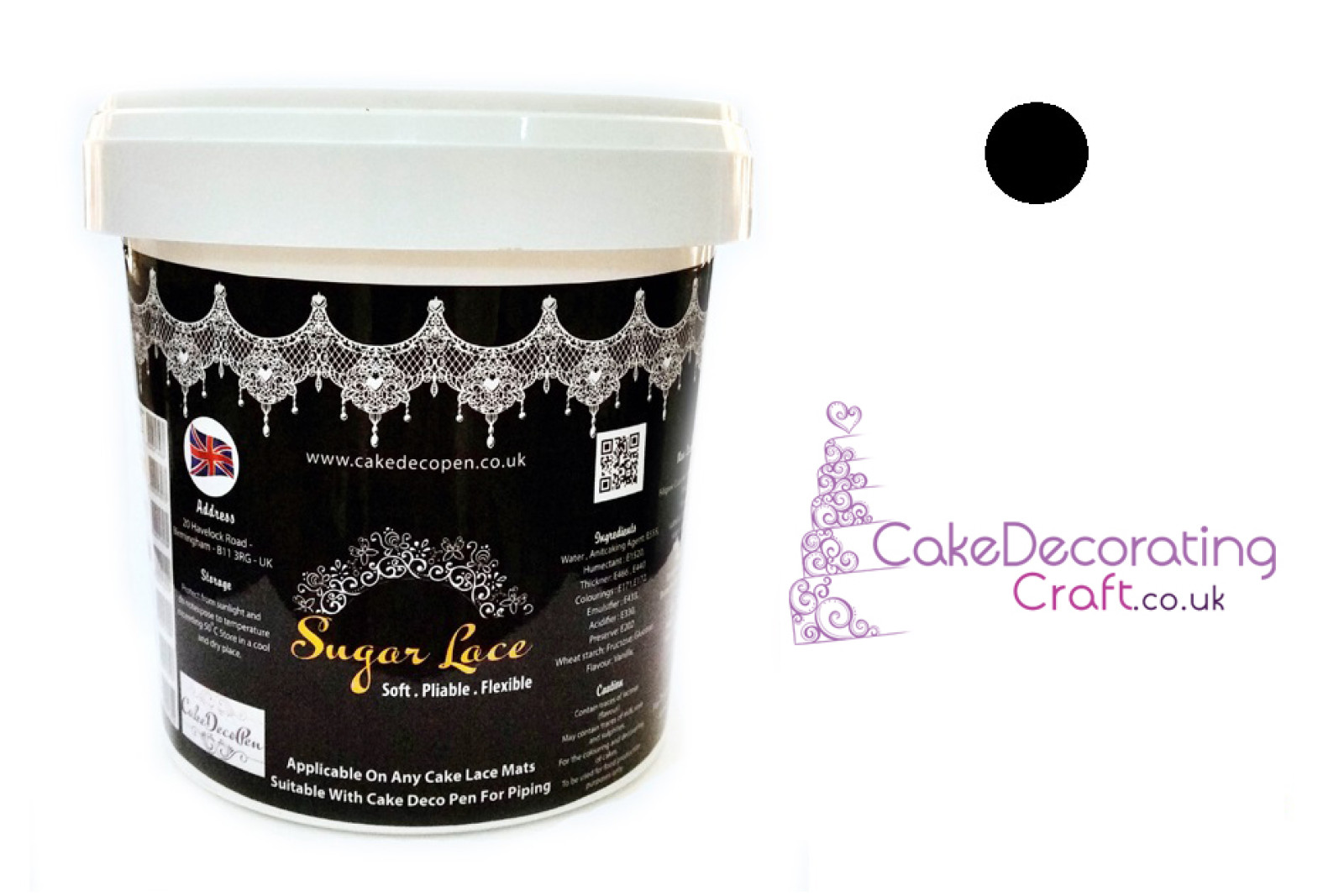 Edible Cake Lace Powder | 200 Grams | Black | 2 Part ( Mix + Liquid)